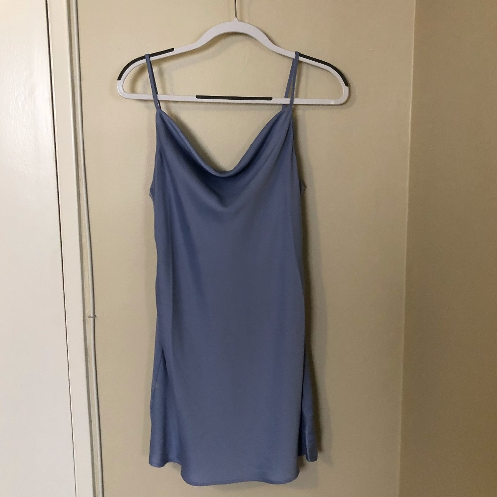 UO Mallory Cowl Neck Slip Dress - Blue - Size Medium - Picture 3 of 5